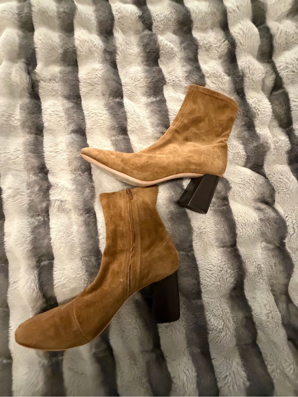Loeffler Randall Chestnut Suede Block Heel Ankle Boots
Size 12